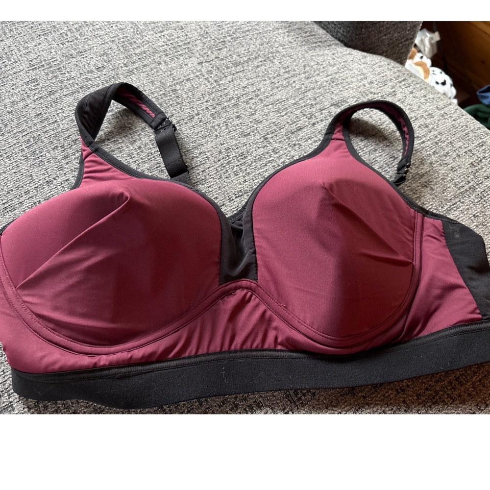 Jockey Womens Burgundy Black High Impact Molded Cup Sports Bra XXL 3485/3486